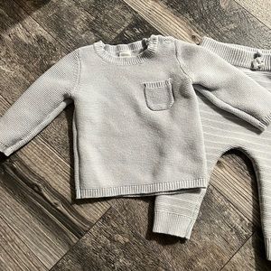 Just one you by carters size 12 months knit sweater pant set baby boy guc blue
